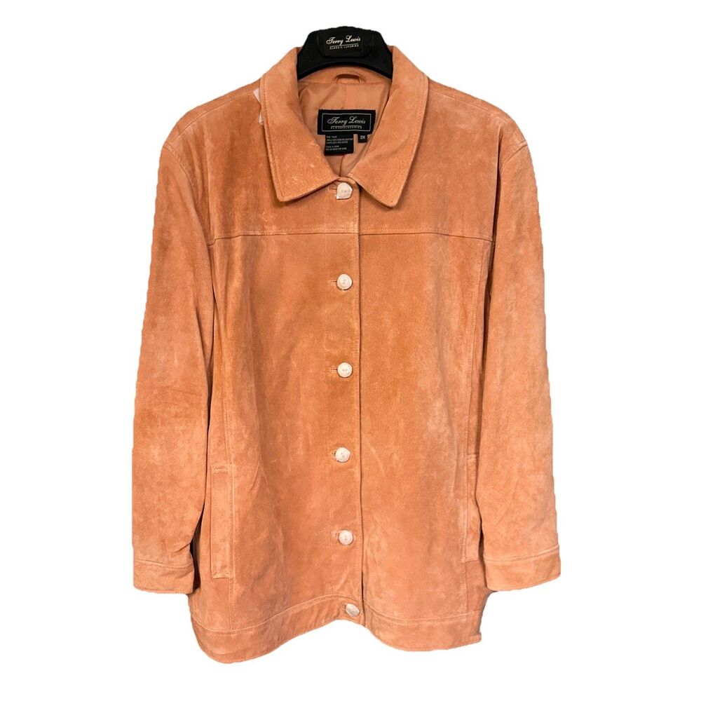 Terry Lewis Genuine Leather Button Up Jacket Women's 3X Pink Long Sleeve NWT